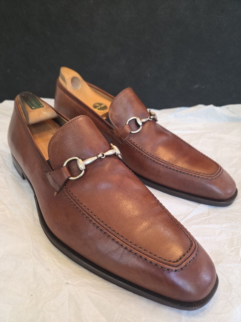 Mezlan Brown Leather Horse Bit Loafer Brown Dress Slip-Ons Shoes Size-11.5M